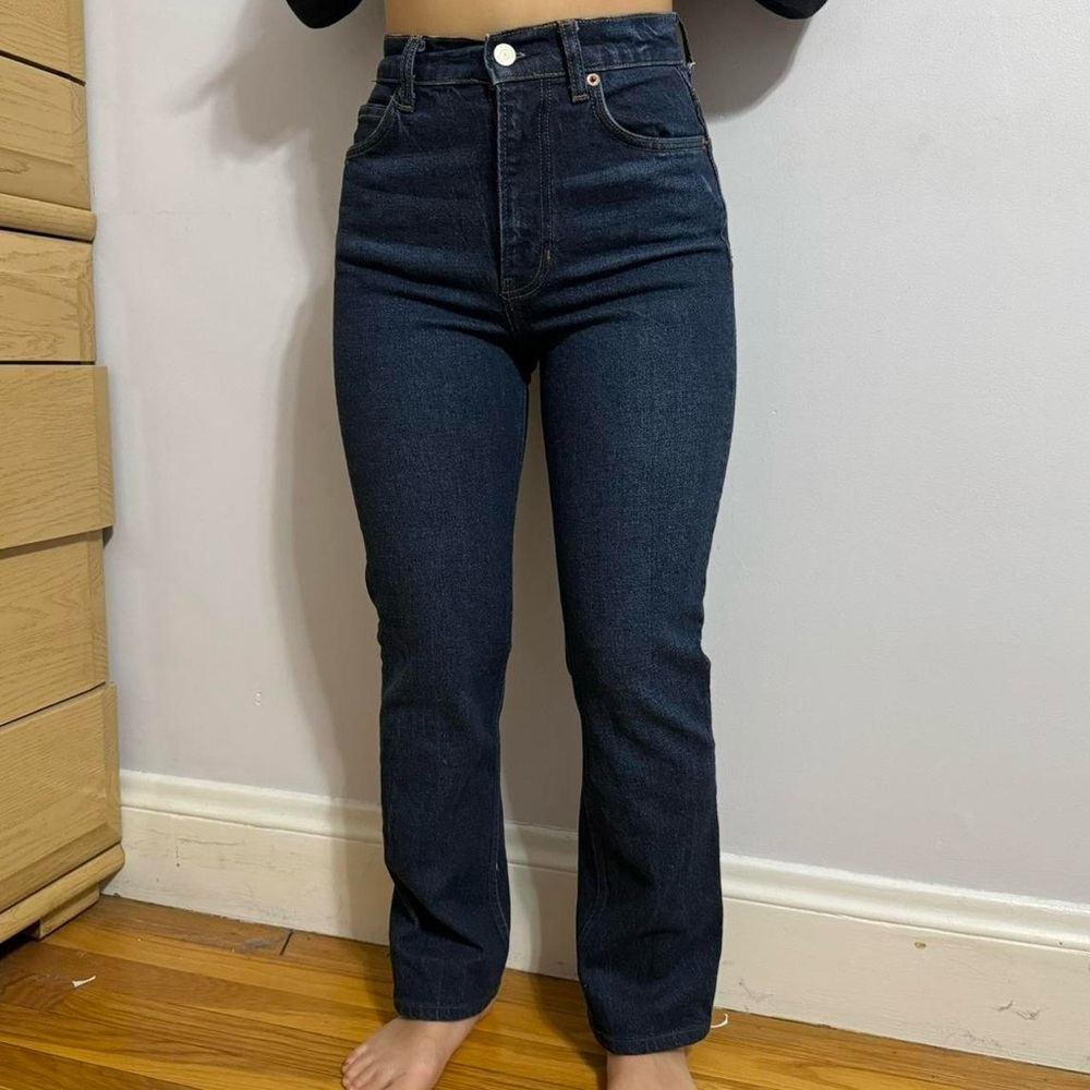 reformation peyton high rise bootcut jeans in aegean wash